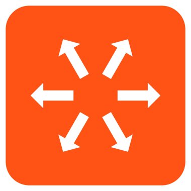 Radyal oklar düz kare vektör simgesi