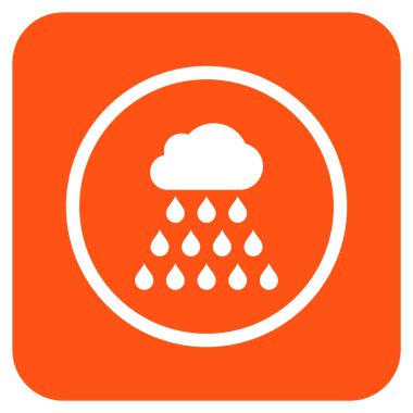 Yağmur bulutu düz kare vektör simgesi