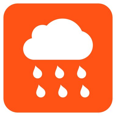 Yağmur bulutu düz kare vektör simgesi