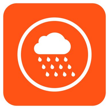 Yağmur bulutu düz kare vektör simgesi