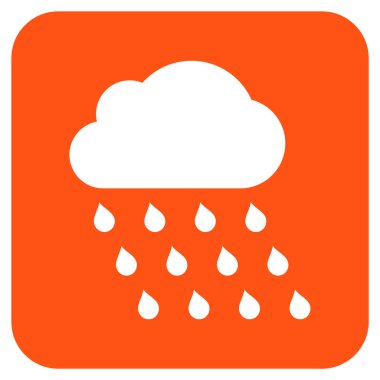 Yağmur bulutu düz kare vektör simgesi