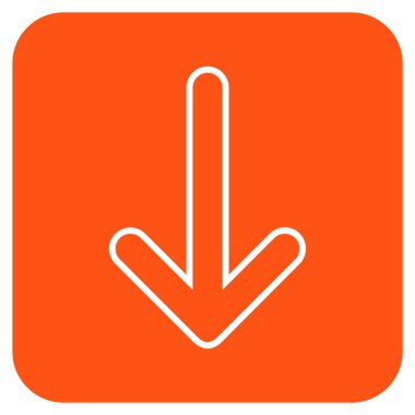 Düz aşağı yönlü ok vektör simgesi kare