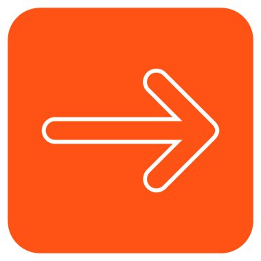 Yuvarlak ok sağ düz vektör simgesi kare