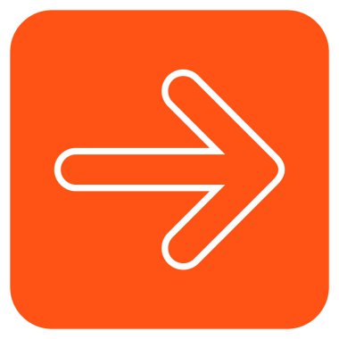 Yuvarlak ok sağ düz vektör simgesi kare