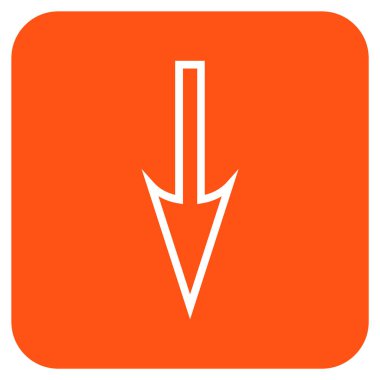 Düz kare vektör simgesi aşağı ok keskin