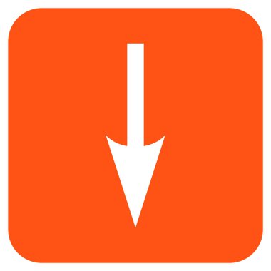 Düz kare vektör simgesi aşağı ok keskin