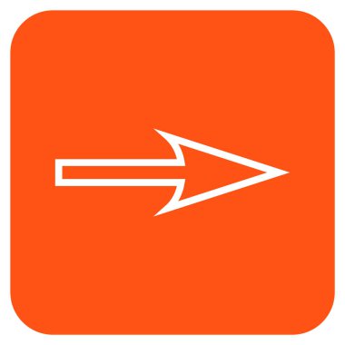 Keskin ok sağ düz vektör simgesi kare