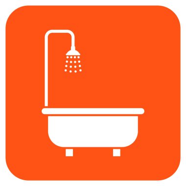 Duş banyo düz kare vektör simgesi