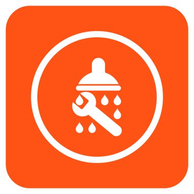 Duş sıhhi tesisat düz kare vektör simgesi