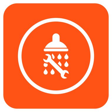 Duş sıhhi tesisat düz kare vektör simgesi