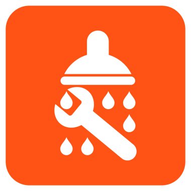 Duş sıhhi tesisat düz kare vektör simgesi