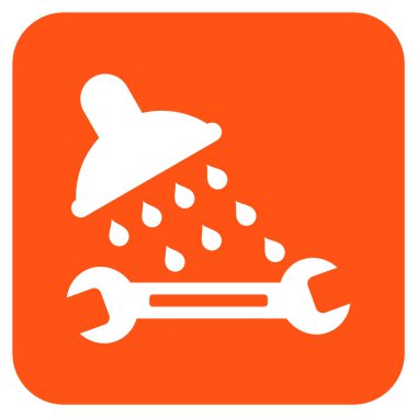 Duş sıhhi tesisat düz kare vektör simgesi