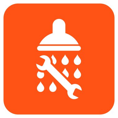 Duş sıhhi tesisat düz kare vektör simgesi