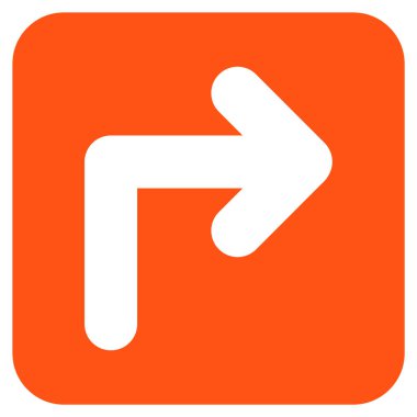 Vektör simge düz kare sağa dönün