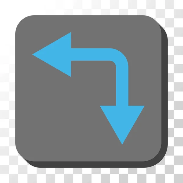 分岐矢印左下丸みを帯びた正方形のベクター ボタン — ストックベクタ