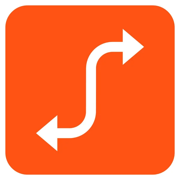 Icono de vector cuadrado plano de flecha de curva opuesta — Vector de stock