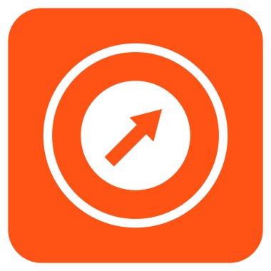 Yukarı sağ yuvarlak ok düz kare vektör simgesi