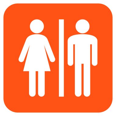 WC kişi düz kare vektör simgesi