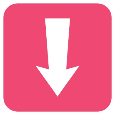 Düz aşağı ok vektör simgesi kare