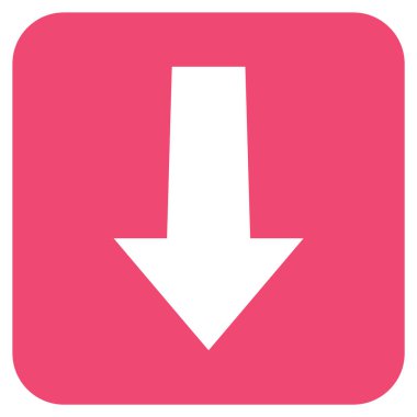 Düz aşağı ok vektör simgesi kare