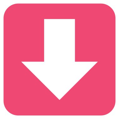 Düz aşağı ok vektör simgesi kare