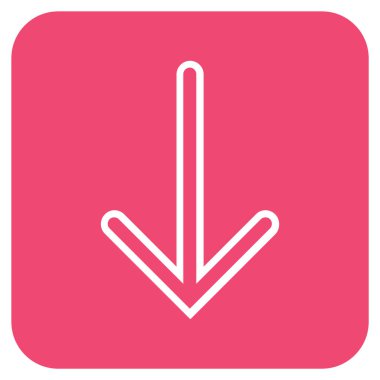 Düz aşağı ok vektör simgesi kare