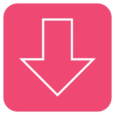 Düz aşağı ok vektör simgesi kare