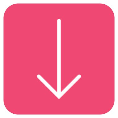 Düz aşağı ok vektör simgesi kare