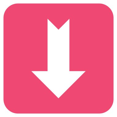 Düz aşağı ok vektör simgesi kare