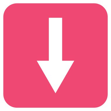 Düz aşağı ok vektör simgesi kare