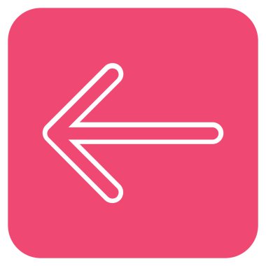 Düz sol ok vektör simgesi kare