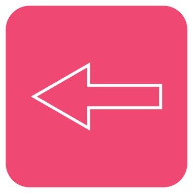 Düz sol ok vektör simgesi kare