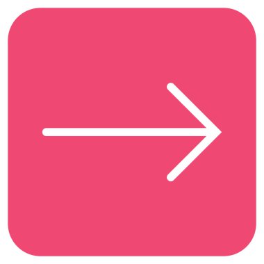 Ok sağ düz vektör simgesi kare