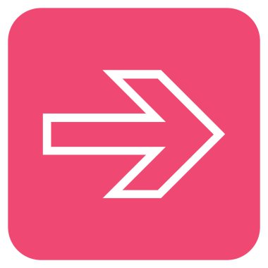 Ok sağ düz vektör simgesi kare