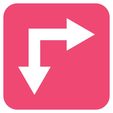 Vektör simge çatallanma ok sağ aşağı düz kare