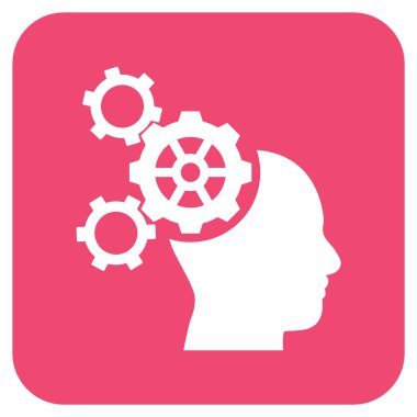 Beyin mekanik düz kare vektör simgesi