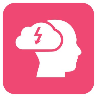 Beyin fırtınası düz kare vektör simgesi