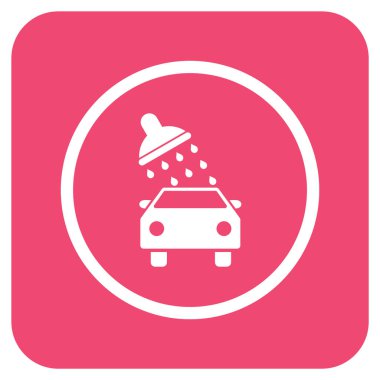 Oto yıkama düz kare vektör simgesi