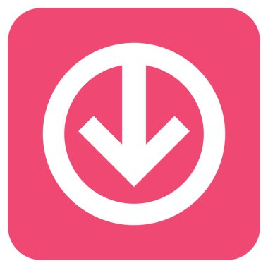 Düz aşağı yön vektör simgesi kare