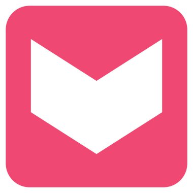 Düz aşağı yön vektör simgesi kare