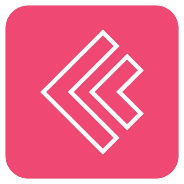 Düz sol yön vektör simgesi kare