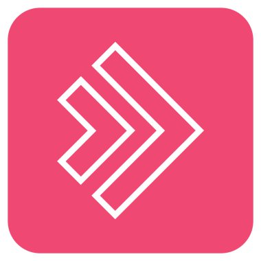 Şu yönde düz vektör simgesi kare