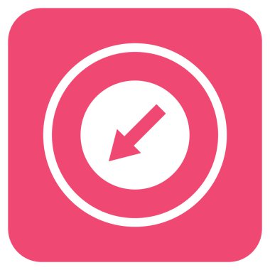 Yuvarlak aşağı sol ok düz kare vektör simgesi