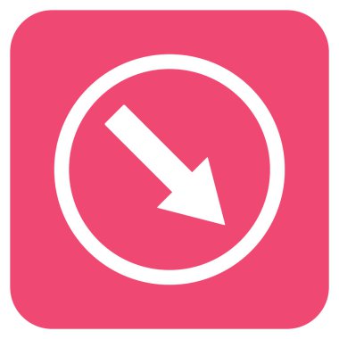 Aşağı doğru yuvarlak ok düz kare vektör simgesi