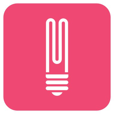 Floresan ampul düz kare vektör simgesi