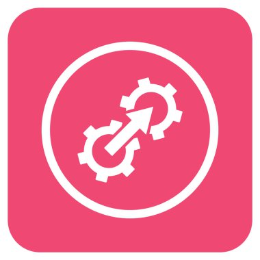 Dişli Tümleştirme düz kare vektör simgesi