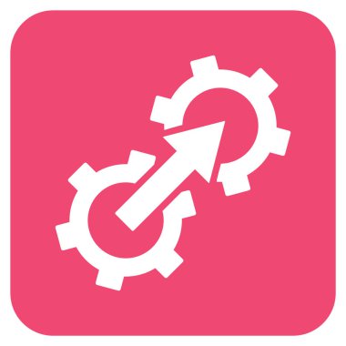 Dişli Tümleştirme düz kare vektör simgesi