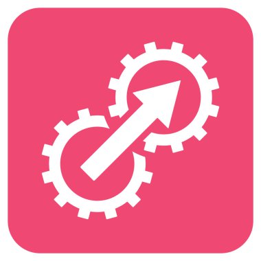 Dişli Tümleştirme düz kare vektör simgesi