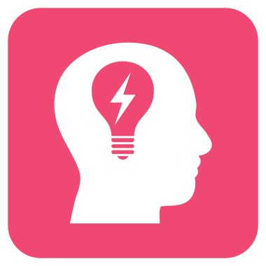 Kafası ampul düz kare vektör simgesi