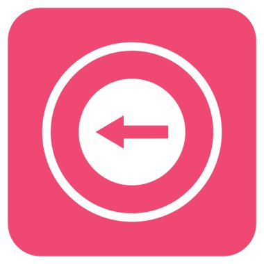 Sol ok düz kare vektör simgesi yuvarlak